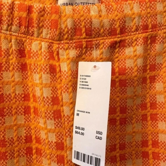 NWT Urban Outfitters Orange Plaid Flare Pants, M - Picture 4 of 7